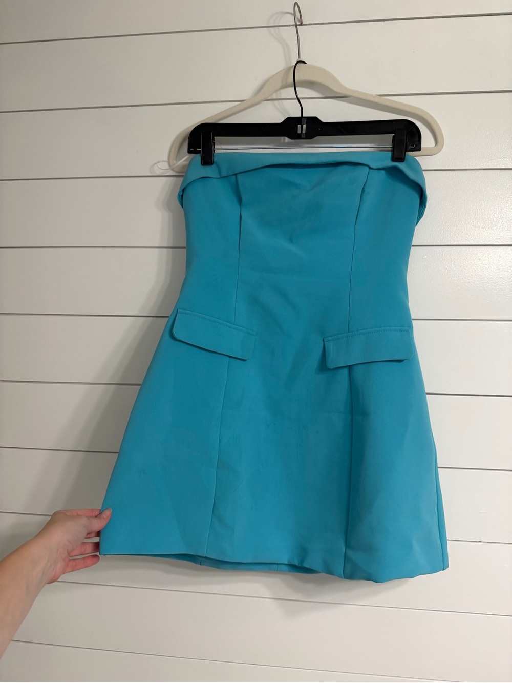 Hello Molly Strapless Turquoise Blue Mini Dress